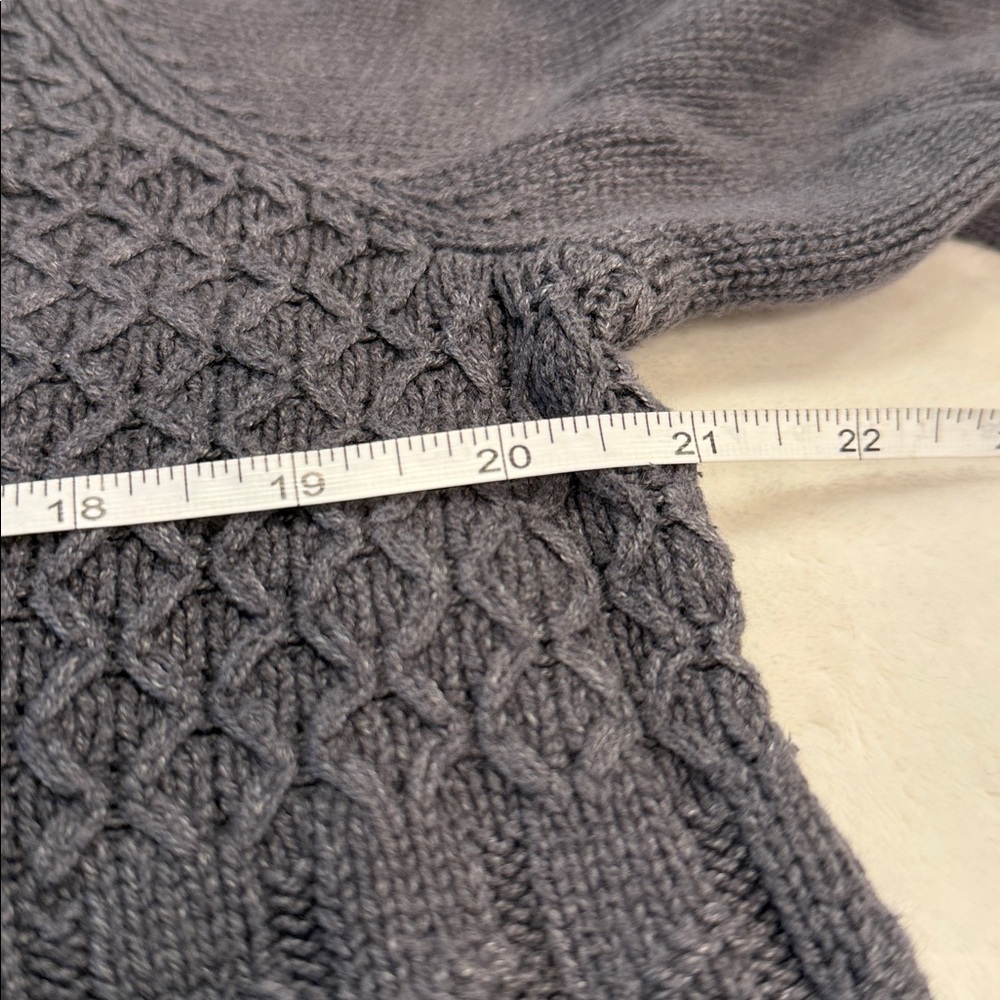Karen Scott washed blue chunky Knit sweater wide sleeves contrasting knit SZ LG - Picture 5 of 7